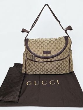 Gucci Vintage GG Supreme Canvas Large Luxury Diaper Bag with Changing Pad